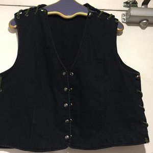 VINTAGE REVERSIBLE LACE UP DENIM VESTS SIZE SIZE L